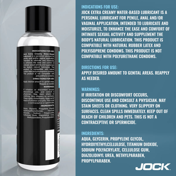 JOCK Extra Creamy Water Based Lubricant - 8 oz.