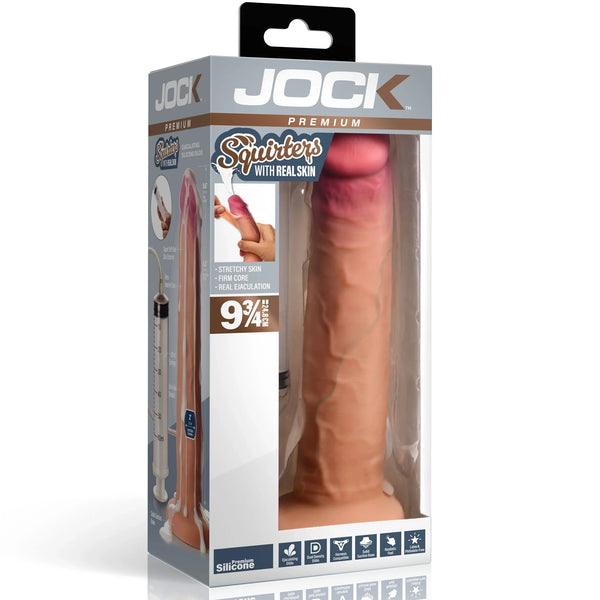 Jock Premium Squirters with Real Skin 9.75" Ejaculating Silicone Dildo