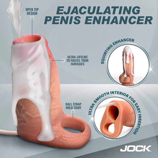 Jock Premium Squirters Silicone Penis Enhancer with Ball Strap - Light
