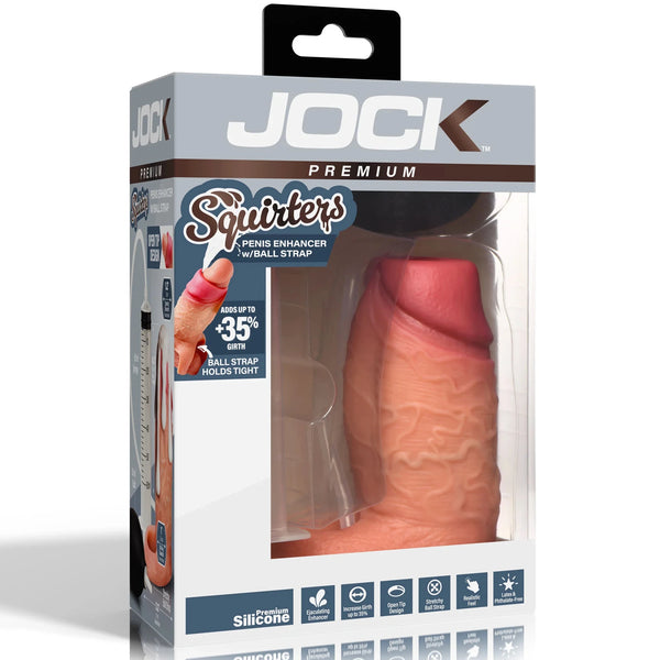 Jock Premium Squirters Silicone Penis Enhancer with Ball Strap - Light