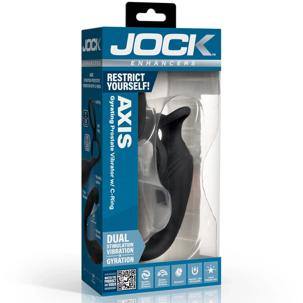 Jock Enhancers Axis Gyrating Rechargeable Prostate Vibrator with C-Ring & Remote Control