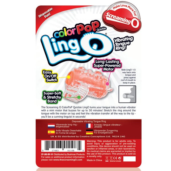 ColorPop Quickie LingO Vibrating Tongue Ring - Orange