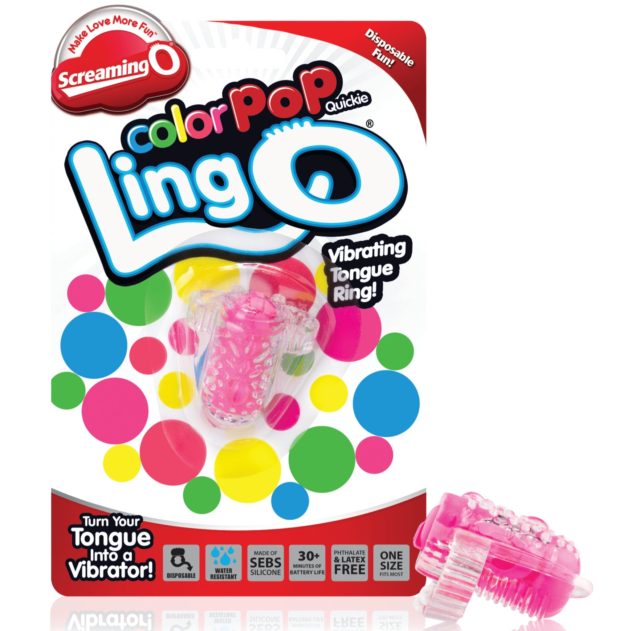 ColorPop Quickie LingO Vibrating Tongue Ring - Pink
