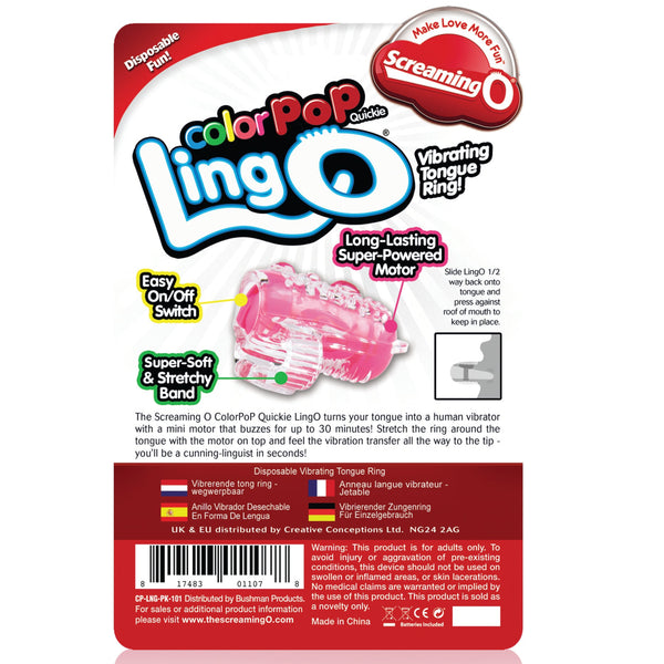 ColorPop Quickie LingO Vibrating Tongue Ring - Pink