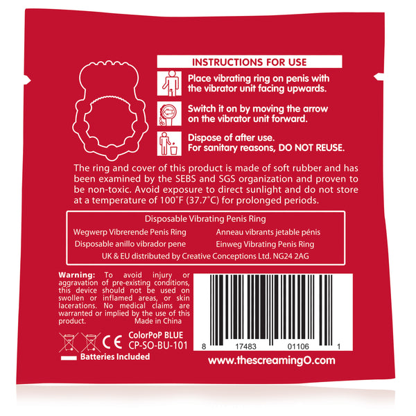 ColorPop Quickie Vibrating Cock Ring - Blue