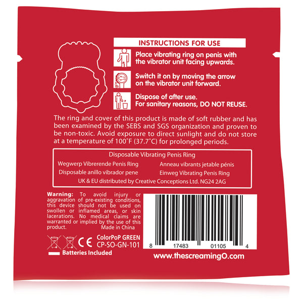 ColorPop Quickie Vibrating Cock Ring - Green