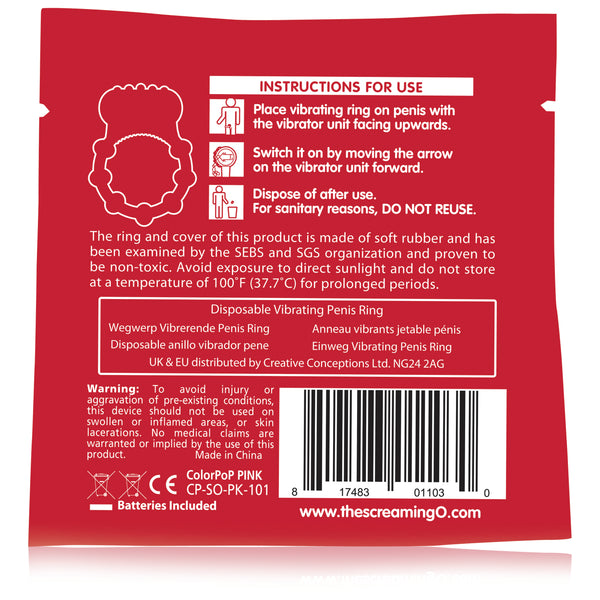ColorPop Quickie Vibrating Cock Ring - Pink