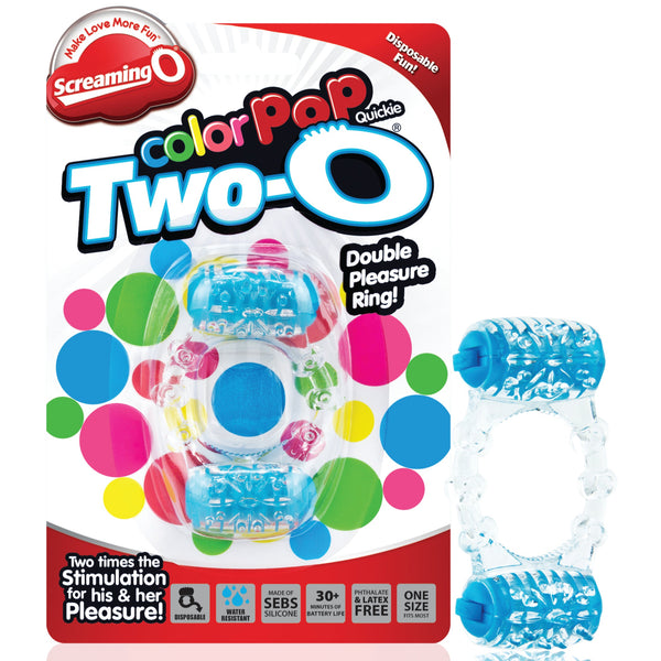 ColorPop Quickie Two-O Double Pleasure Cock Ring - Blue