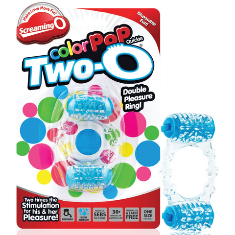 ColorPop Quickie Two-O Double Pleasure Cock Ring - Blue