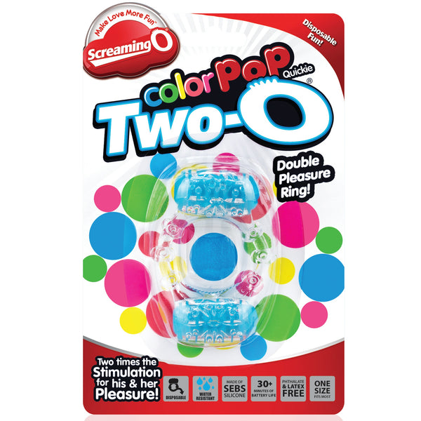 ColorPop Quickie Two-O Double Pleasure Cock Ring - Blue