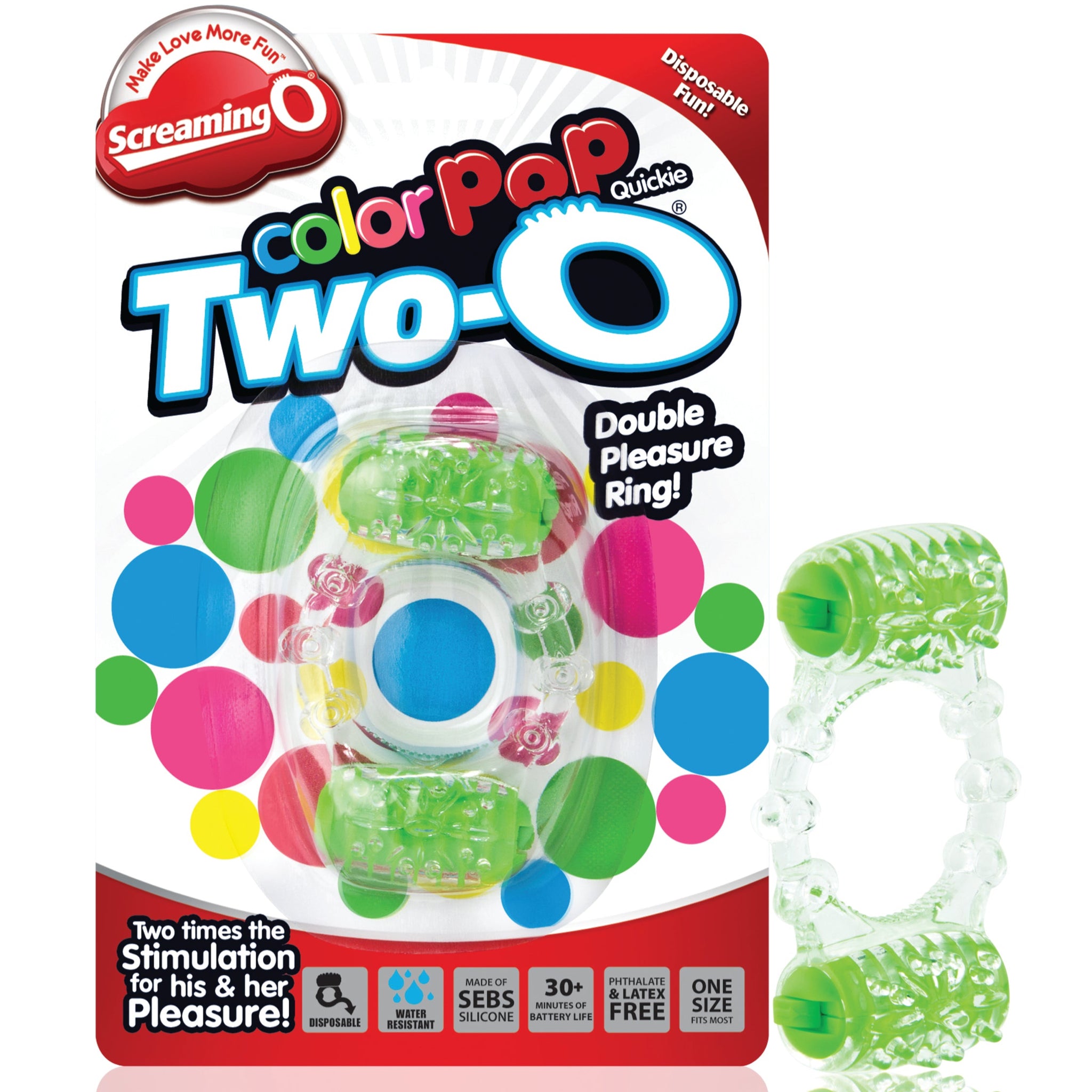 ColorPop Quickie Two-O Double Pleasure Cock Ring - Green