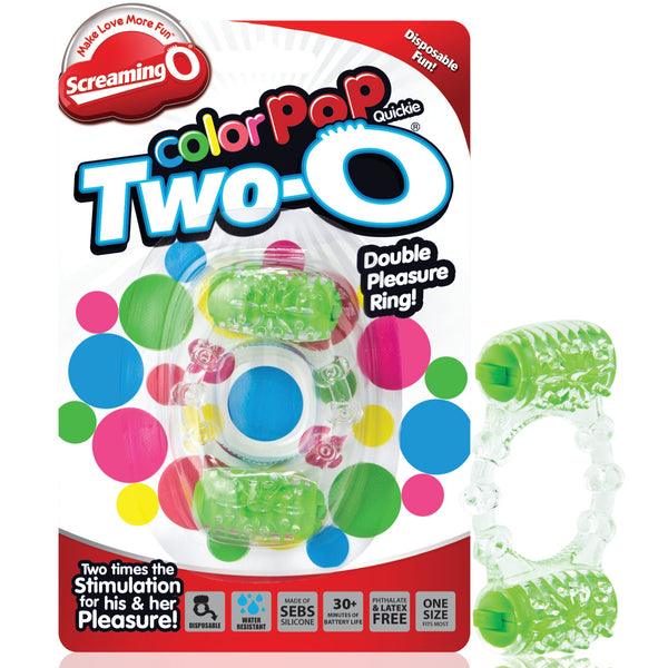 ColorPop Quickie Two-O Double Pleasure Cock Ring - Green