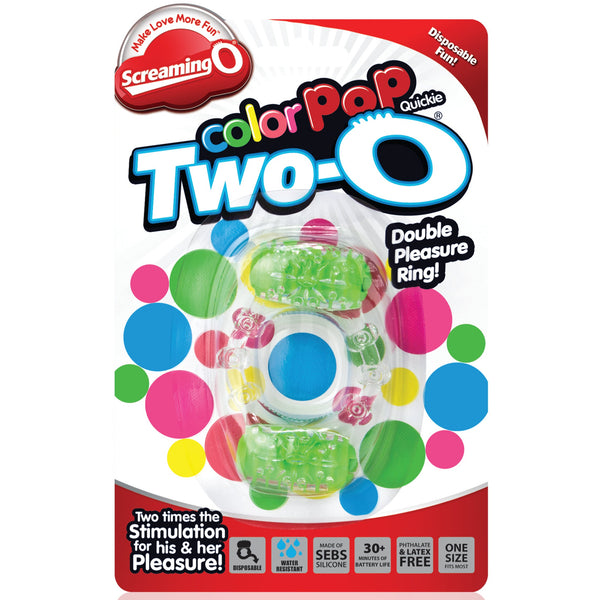 ColorPop Quickie Two-O Double Pleasure Cock Ring - Green