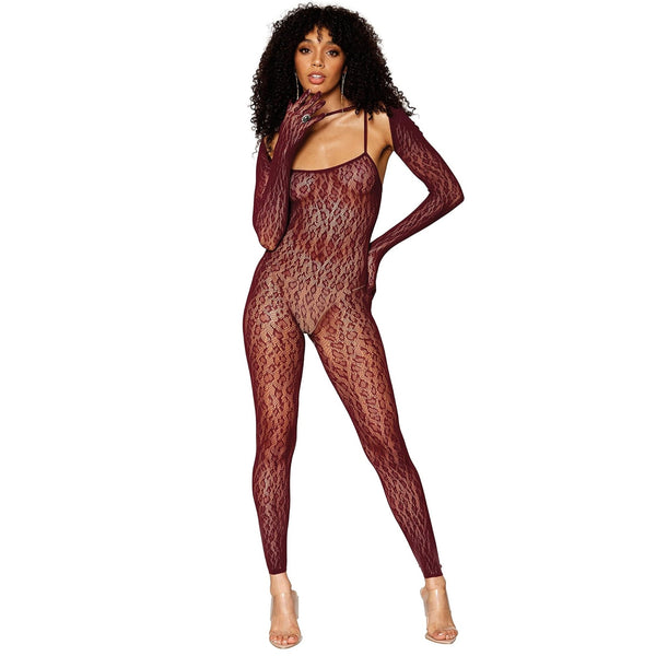 Leopard Fishnet Catsuit Bodystocking and Matching Shrug Set