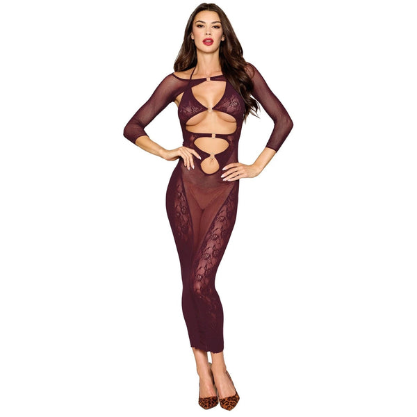 Cherry Lacquer Bodystocking Gown & Shrug