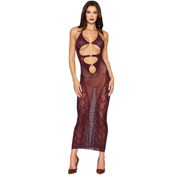 Cherry Lacquer Bodystocking Gown & Shrug