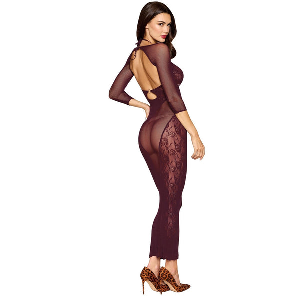 Cherry Lacquer Bodystocking Gown & Shrug