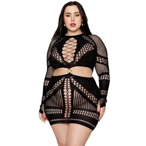 Plus Size Seamless Long Sleeve Chemise