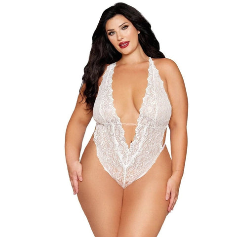 Plus Size White Teddy & Harness
