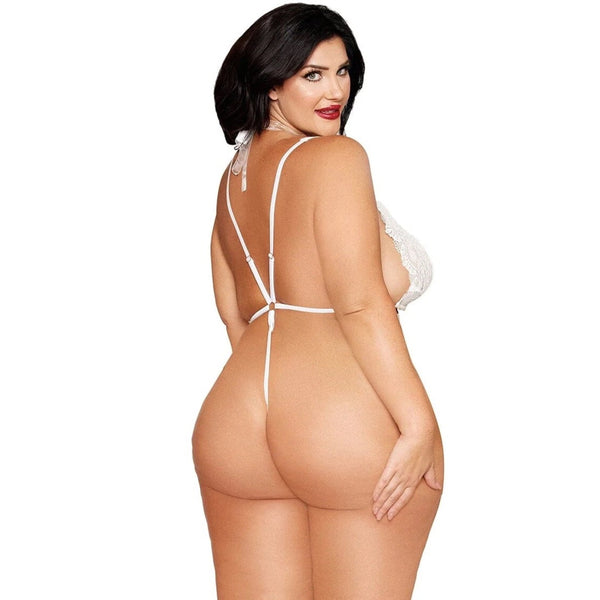Plus Size White Teddy & Harness