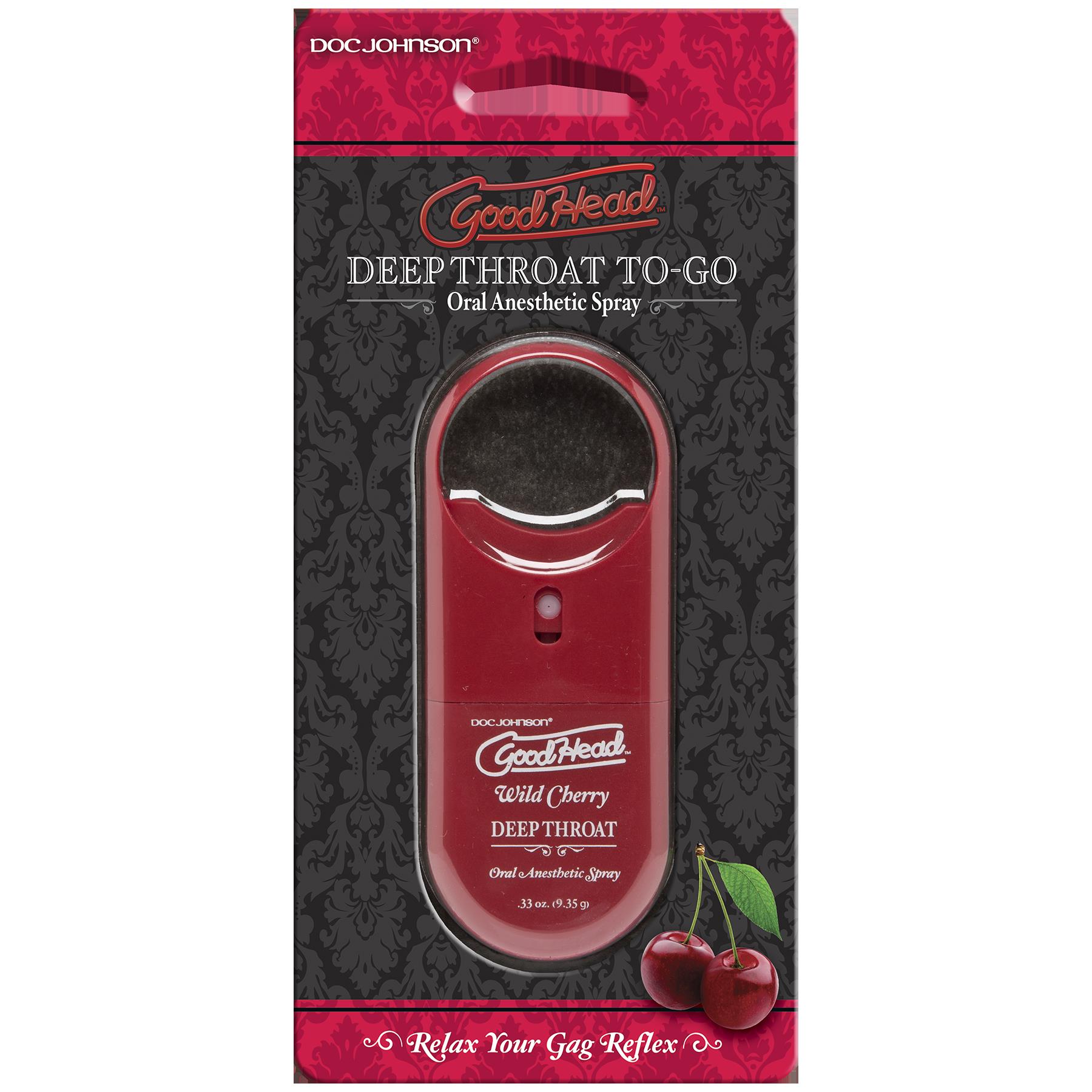 Doc JohnsonGoodHead To-Go Deep Throat Wild Cherry Oral Anesthetic Spray - Extreme Toyz Singapore - https://extremetoyz.com.sg - Sex Toys and Lingerie Online Store - Bondage Gear / Vibrators / Electrosex Toys / Wireless Remote Control Vibes / Sexy Lingerie and Role Play / BDSM / Dungeon Furnitures / Dildos and Strap Ons &nbsp;/ Anal and Prostate Massagers / Anal Douche and Cleaning Aide / Delay Sprays and Gels / Lubricants and more...