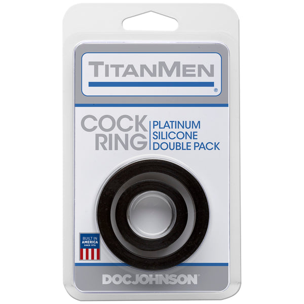 Doc Johnson TitanMen Cock Ring Platinum Silicone Double Pack - Black - Extreme Toyz Singapore - https://extremetoyz.com.sg - Sex Toys and Lingerie Online Store - Bondage Gear / Vibrators / Electrosex Toys / Wireless Remote Control Vibes / Sexy Lingerie and Role Play / BDSM / Dungeon Furnitures / Dildos and Strap Ons &nbsp;/ Anal and Prostate Massagers / Anal Douche and Cleaning Aide / Delay Sprays and Gels / Lubricants and more...