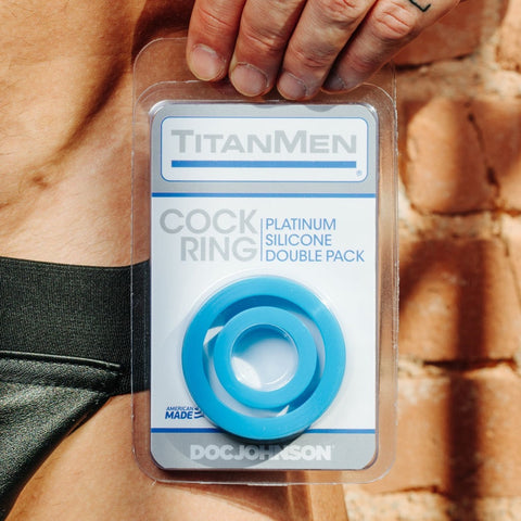 Doc Johnson TitanMen Cock Ring Platinum Silicone Double Pack - Blue - Extreme Toyz Singapore - https://extremetoyz.com.sg - Sex Toys and Lingerie Online Store - Bondage Gear / Vibrators / Electrosex Toys / Wireless Remote Control Vibes / Sexy Lingerie and Role Play / BDSM / Dungeon Furnitures / Dildos and Strap Ons &nbsp;/ Anal and Prostate Massagers / Anal Douche and Cleaning Aide / Delay Sprays and Gels / Lubricants and more...