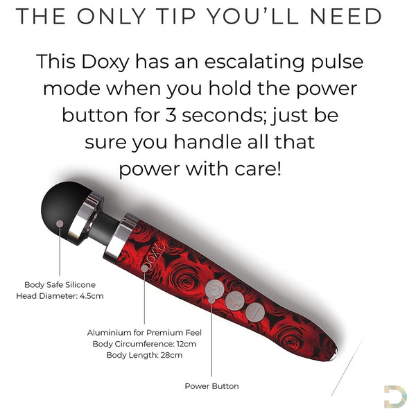 DOXY Die Cast 3R Wand Massager - Roses - Extreme Toyz Singapore - https://extremetoyz.com.sg - Sex Toys and Lingerie Online Store - Bondage Gear / Vibrators / Electrosex Toys / Wireless Remote Control Vibes / Sexy Lingerie and Role Play / BDSM / Dungeon Furnitures / Dildos and Strap Ons  / Anal and Prostate Massagers / Anal Douche and Cleaning Aide / Delay Sprays and Gels / Lubricants and more...