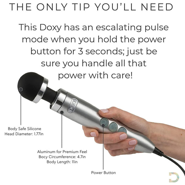 DOXY Die Cast 3 Wand Massager - Brushed Metal - Extreme Toyz Singapore - https://extremetoyz.com.sg - Sex Toys and Lingerie Online Store - Bondage Gear / Vibrators / Electrosex Toys / Wireless Remote Control Vibes / Sexy Lingerie and Role Play / BDSM / Dungeon Furnitures / Dildos and Strap Ons / Anal and Prostate Massagers / Anal Douche and Cleaning Aide / Delay Sprays and Gels / Lubricants and more...
