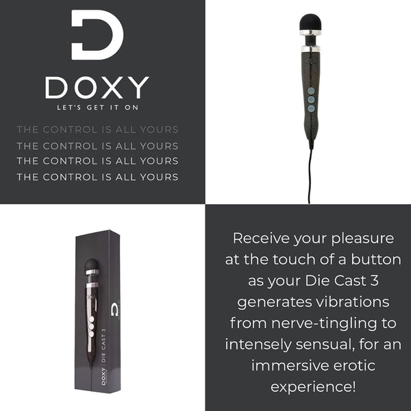DOXY Die Cast 3 Wand Massager - Disco Black - Extreme Toyz Singapore - https://extremetoyz.com.sg - Sex Toys and Lingerie Online Store - Bondage Gear / Vibrators / Electrosex Toys / Wireless Remote Control Vibes / Sexy Lingerie and Role Play / BDSM / Dungeon Furnitures / Dildos and Strap Ons  / Anal and Prostate Massagers / Anal Douche and Cleaning Aide / Delay Sprays and Gels / Lubricants and more...