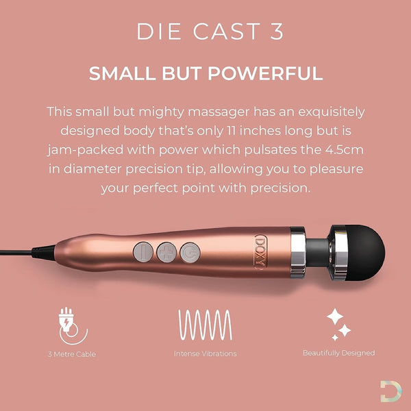 DOXY Die Cast 3 Wand Massager - Rose Gold - Extreme Toyz Singapore - https://extremetoyz.com.sg - Sex Toys and Lingerie Online Store - Bondage Gear / Vibrators / Electrosex Toys / Wireless Remote Control Vibes / Sexy Lingerie and Role Play / BDSM / Dungeon Furnitures / Dildos and Strap Ons  / Anal and Prostate Massagers / Anal Douche and Cleaning Aide / Delay Sprays and Gels / Lubricants and more...