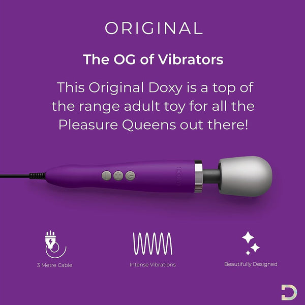 DOXY Original Wand Massager - Purple - Extreme Toyz Singapore - https://extremetoyz.com.sg - Sex Toys and Lingerie Online Store - Bondage Gear / Vibrators / Electrosex Toys / Wireless Remote Control Vibes / Sexy Lingerie and Role Play / BDSM / Dungeon Furnitures / Dildos and Strap Ons / Anal and Prostate Massagers / Anal Douche and Cleaning Aide / Delay Sprays and Gels / Lubricants and more...
