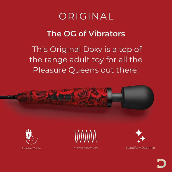 DOXY Original Wand Massager - Roses - Extreme Toyz Singapore - https://extremetoyz.com.sg - Sex Toys and Lingerie Online Store - Bondage Gear / Vibrators / Electrosex Toys / Wireless Remote Control Vibes / Sexy Lingerie and Role Play / BDSM / Dungeon Furnitures / Dildos and Strap Ons  / Anal and Prostate Massagers / Anal Douche and Cleaning Aide / Delay Sprays and Gels / Lubricants and more...