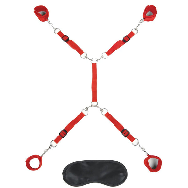 Lux Fetish 7 Piece Bed Spreader - Red - Extreme Toyz Singapore - https://extremetoyz.com.sg - Sex Toys and Lingerie Online Store - Bondage Gear / Vibrators / Electrosex Toys / Wireless Remote Control Vibes / Sexy Lingerie and Role Play / BDSM / Dungeon Furnitures / Dildos and Strap Ons &nbsp;/ Anal and Prostate Massagers / Anal Douche and Cleaning Aide / Delay Sprays and Gels / Lubricants and more...