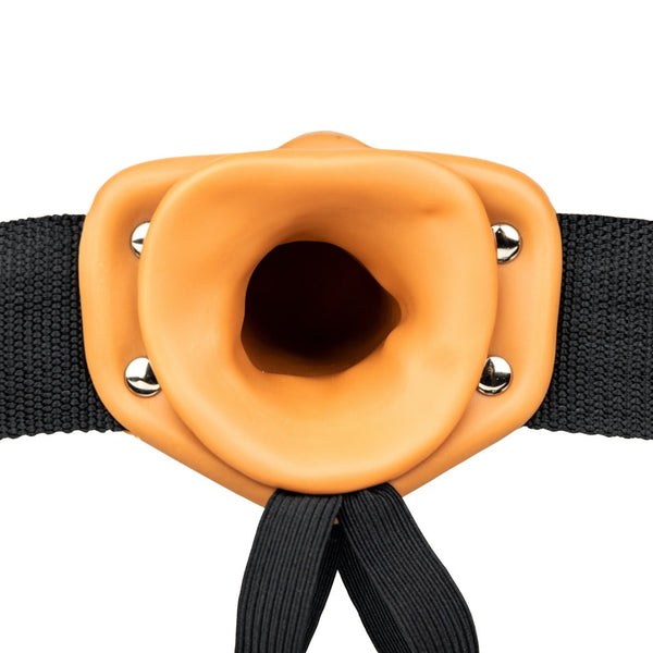 Shots America RealRock 8" Vibrating Hollow Strap On without Balls - Tan - Extreme Toyz Singapore - https://extremetoyz.com.sg - Sex Toys and Lingerie Online Store - Bondage Gear / Vibrators / Electrosex Toys / Wireless Remote Control Vibes / Sexy Lingerie and Role Play / BDSM / Dungeon Furnitures / Dildos and Strap Ons &nbsp;/ Anal and Prostate Massagers / Anal Douche and Cleaning Aide / Delay Sprays and Gels / Lubricants and more...