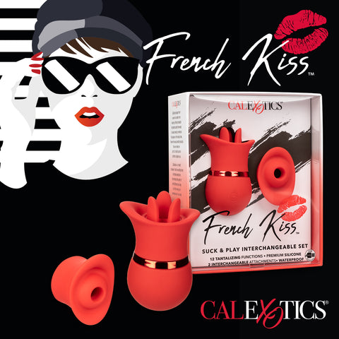 CalExotics French Kiss Suck & Play Interchangeable Rechargeable Set - Extreme Toyz Singapore - https://extremetoyz.com.sg - Sex Toys and Lingerie Online Store - Bondage Gear / Vibrators / Electrosex Toys / Wireless Remote Control Vibes / Sexy Lingerie and Role Play / BDSM / Dungeon Furnitures / Dildos and Strap Ons &nbsp;/ Anal and Prostate Massagers / Anal Douche and Cleaning Aide / Delay Sprays and Gels / Lubricants and more...