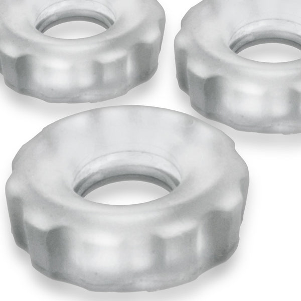SUPERHUJ 3-Pack No Roll C-Rings - Clear Ice