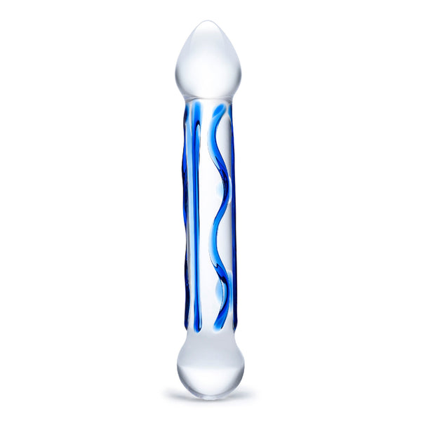 Glas 6.5" Textured Double Sided Blue Handblown Glass Dildo - Extreme Toyz Singapore - https://extremetoyz.com.sg - Sex Toys and Lingerie Online Store - Bondage Gear / Vibrators / Electrosex Toys / Wireless Remote Control Vibes / Sexy Lingerie and Role Play / BDSM / Dungeon Furnitures / Dildos and Strap Ons &nbsp;/ Anal and Prostate Massagers / Anal Douche and Cleaning Aide / Delay Sprays and Gels / Lubricants and more...