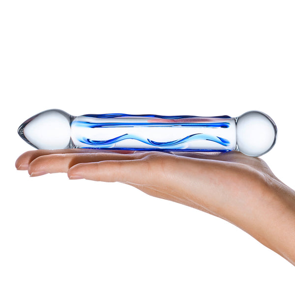 Glas 6.5" Textured Double Sided Blue Handblown Glass Dildo - Extreme Toyz Singapore - https://extremetoyz.com.sg - Sex Toys and Lingerie Online Store - Bondage Gear / Vibrators / Electrosex Toys / Wireless Remote Control Vibes / Sexy Lingerie and Role Play / BDSM / Dungeon Furnitures / Dildos and Strap Ons &nbsp;/ Anal and Prostate Massagers / Anal Douche and Cleaning Aide / Delay Sprays and Gels / Lubricants and more...