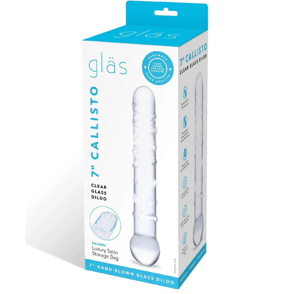 Glas Callisto Nubbed Clear Handblown Glass Dildo - Extreme Toyz Singapore - https://extremetoyz.com.sg - Sex Toys and Lingerie Online Store - Bondage Gear / Vibrators / Electrosex Toys / Wireless Remote Control Vibes / Sexy Lingerie and Role Play / BDSM / Dungeon Furnitures / Dildos and Strap Ons &nbsp;/ Anal and Prostate Massagers / Anal Douche and Cleaning Aide / Delay Sprays and Gels / Lubricants and more...