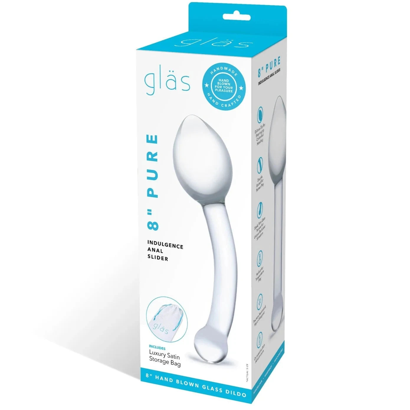 8" Pure Indulgence Anal Glass Dildo