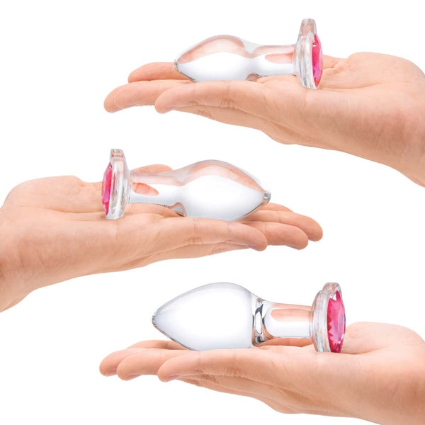 Glas Heart Jeweled Handblown Glass Butt Plugs Set - Extreme Toyz Singapore - https://extremetoyz.com.sg - Sex Toys and Lingerie Online Store - Bondage Gear / Vibrators / Electrosex Toys / Wireless Remote Control Vibes / Sexy Lingerie and Role Play / BDSM / Dungeon Furnitures / Dildos and Strap Ons &nbsp;/ Anal and Prostate Massagers / Anal Douche and Cleaning Aide / Delay Sprays and Gels / Lubricants and more...