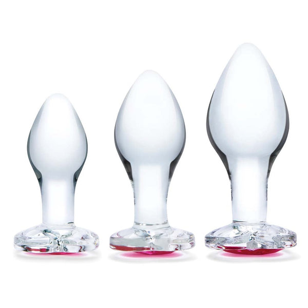 Glas Heart Jeweled Handblown Glass Butt Plugs Set - Extreme Toyz Singapore - https://extremetoyz.com.sg - Sex Toys and Lingerie Online Store - Bondage Gear / Vibrators / Electrosex Toys / Wireless Remote Control Vibes / Sexy Lingerie and Role Play / BDSM / Dungeon Furnitures / Dildos and Strap Ons &nbsp;/ Anal and Prostate Massagers / Anal Douche and Cleaning Aide / Delay Sprays and Gels / Lubricants and more...