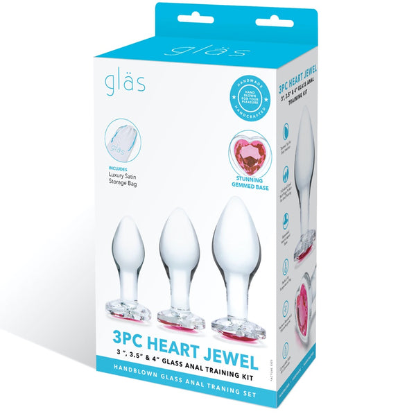 Glas Heart Jeweled Handblown Glass Butt Plugs Set - Extreme Toyz Singapore - https://extremetoyz.com.sg - Sex Toys and Lingerie Online Store - Bondage Gear / Vibrators / Electrosex Toys / Wireless Remote Control Vibes / Sexy Lingerie and Role Play / BDSM / Dungeon Furnitures / Dildos and Strap Ons &nbsp;/ Anal and Prostate Massagers / Anal Douche and Cleaning Aide / Delay Sprays and Gels / Lubricants and more...