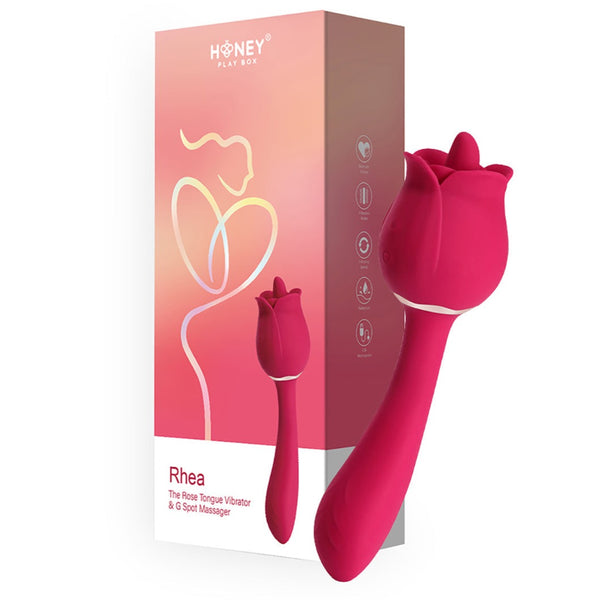 Honey Play Box RHEA Rose Clit Licking Tongue & G-Spot Vibrator - Extreme Toyz Singapore - https://extremetoyz.com.sg - Sex Toys and Lingerie Online Store - Bondage Gear / Vibrators / Electrosex Toys / Wireless Remote Control Vibes / Sexy Lingerie and Role Play / BDSM / Dungeon Furnitures / Dildos and Strap Ons &nbsp;/ Anal and Prostate Massagers / Anal Douche and Cleaning Aide / Delay Sprays and Gels / Lubricants and more...