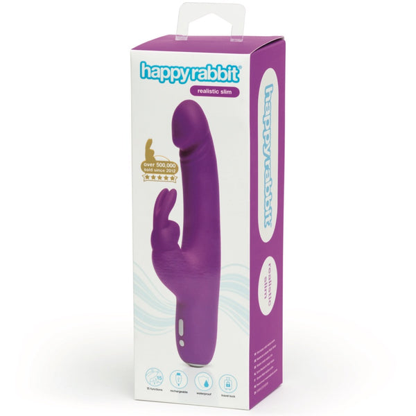Happy Rabbit Slimline Realistic Rechargeable Rabbit Vibrator - Extreme Toyz Singapore - https://extremetoyz.com.sg - Sex Toys and Lingerie Online Store - Bondage Gear / Vibrators / Electrosex Toys / Wireless Remote Control Vibes / Sexy Lingerie and Role Play / BDSM / Dungeon Furnitures / Dildos and Strap Ons  / Anal and Prostate Massagers / Anal Douche and Cleaning Aide / Delay Sprays and Gels / Lubricants and more...