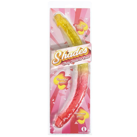 Icon Brands Shades Gradient Jelly Double Dong - Pink/Yellow - Extreme Toyz Singapore - https://extremetoyz.com.sg - Sex Toys and Lingerie Online Store - Bondage Gear / Vibrators / Electrosex Toys / Wireless Remote Control Vibes / Sexy Lingerie and Role Play / BDSM / Dungeon Furnitures / Dildos and Strap Ons &nbsp;/ Anal and Prostate Massagers / Anal Douche and Cleaning Aide / Delay Sprays and Gels / Lubricants and more...