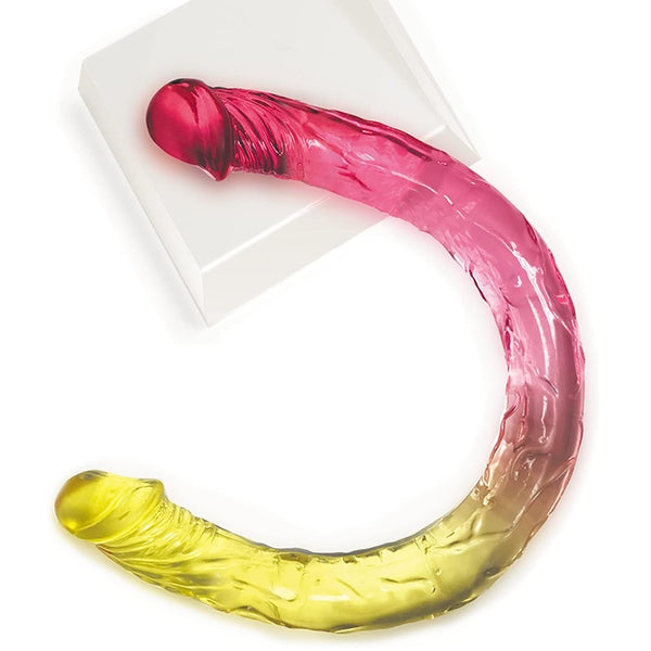 Icon Brands Shades Gradient Jelly Double Dong - Pink/Yellow - Extreme Toyz Singapore - https://extremetoyz.com.sg - Sex Toys and Lingerie Online Store - Bondage Gear / Vibrators / Electrosex Toys / Wireless Remote Control Vibes / Sexy Lingerie and Role Play / BDSM / Dungeon Furnitures / Dildos and Strap Ons &nbsp;/ Anal and Prostate Massagers / Anal Douche and Cleaning Aide / Delay Sprays and Gels / Lubricants and more...