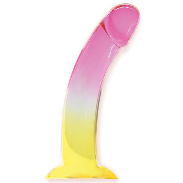 Icon Brands Shades Gradient Jelly 8.25" Curved Dong - Pink/Yellow - Extreme Toyz Singapore - https://extremetoyz.com.sg - Sex Toys and Lingerie Online Store - Bondage Gear / Vibrators / Electrosex Toys / Wireless Remote Control Vibes / Sexy Lingerie and Role Play / BDSM / Dungeon Furnitures / Dildos and Strap Ons &nbsp;/ Anal and Prostate Massagers / Anal Douche and Cleaning Aide / Delay Sprays and Gels / Lubricants and more...
