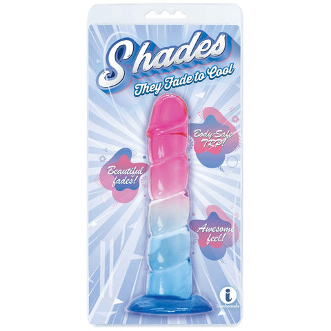 Icon Brands Shades Gradient Jelly Swirl 7.5" Dong - Pink/Blue - Extreme Toyz Singapore - https://extremetoyz.com.sg - Sex Toys and Lingerie Online Store - Bondage Gear / Vibrators / Electrosex Toys / Wireless Remote Control Vibes / Sexy Lingerie and Role Play / BDSM / Dungeon Furnitures / Dildos and Strap Ons &nbsp;/ Anal and Prostate Massagers / Anal Douche and Cleaning Aide / Delay Sprays and Gels / Lubricants and more...